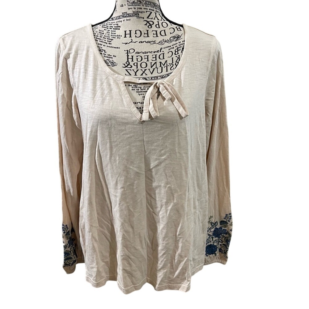 Aventura Cream and Blue Floral Blouse